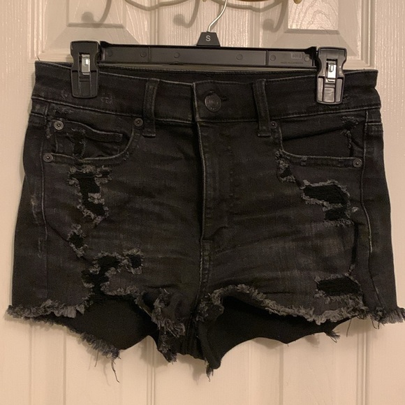 American Eagle Black Hi-Rise Shortie Size 6 #490 - Picture 1 of 8